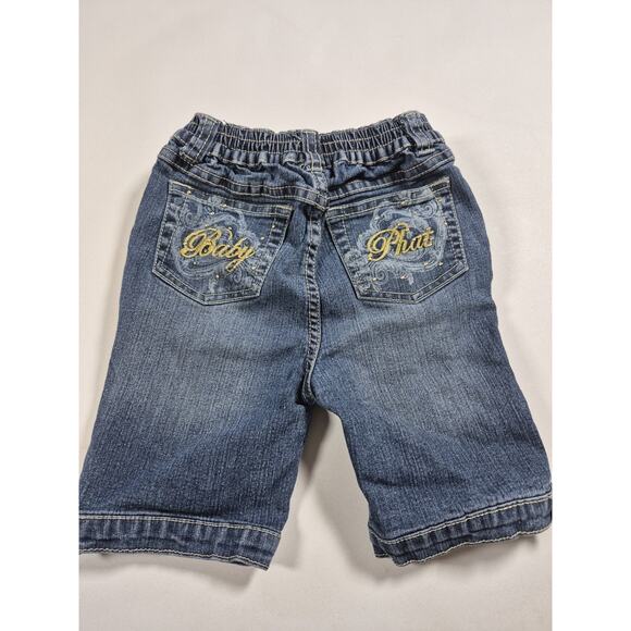 Girls BABY PHAT Toddler Denim Shorts Sz 6X Designer Embroidered Pockets - Picture 1 of 4